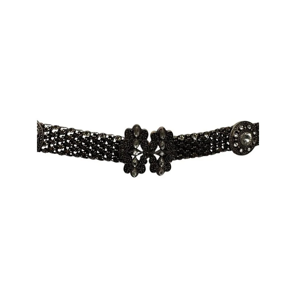 Vintage 90s womens belt ornate filigree bronze art deco size small maximalist